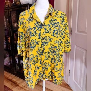 Vans Yellow Hibiscus Button Skate Top